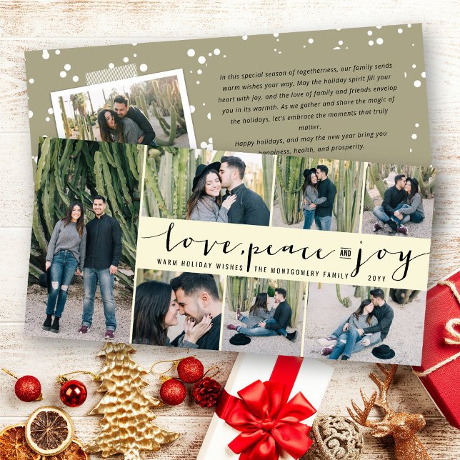 Tarjeta Festiva Love Peace Joy Simple Trendy Script Moderno 7 Foto (Subido por el creador)