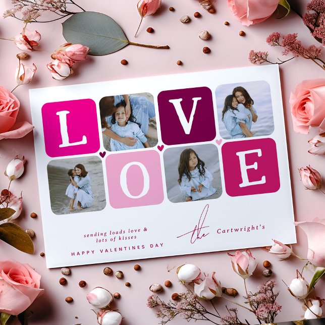 Tarjeta Festiva LOVE Photo Block Valentines (Subido por el creador)