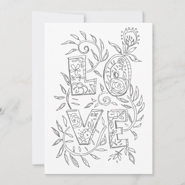 Tarjeta Festiva LOVE Valentine Adultos Coloring Card (Anverso)