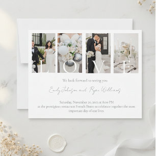 Tarjeta Festiva Love Wedding Card with Four Photos