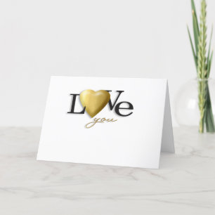 Tarjeta Festiva Love You Gold Heart Valentine Card