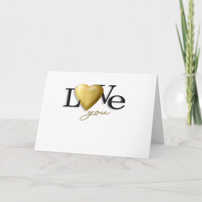 Tarjeta Festiva Love You Gold Heart Valentine Card (Anverso)