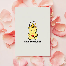 Tarjeta Festiva Love You Honey Anniversary Style Valentine Card