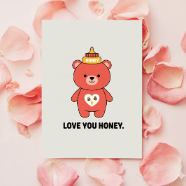 Tarjeta Festiva Love You Honey Cute Romantic Valentine Card