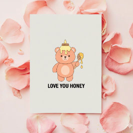 Tarjeta Festiva Love You Honey Funny Cute Valentine Card Gift