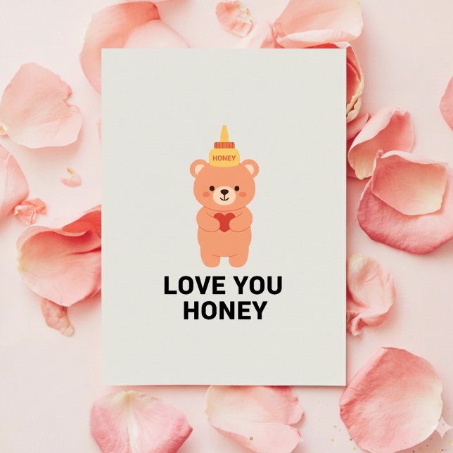 Tarjeta Festiva Love You Honey Minimalist Valentine Love Card (Subido por el creador)