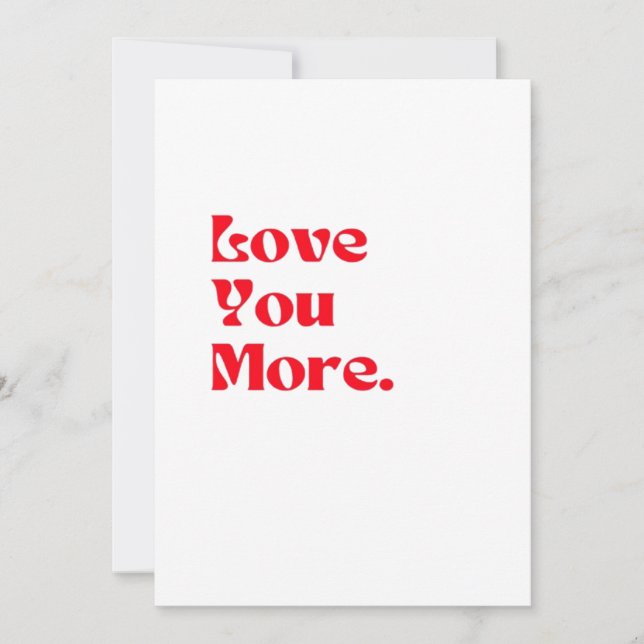 Tarjeta Festiva Love You More Bold Red Romantic Typography  (Anverso)