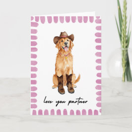 Tarjeta Festiva Love You Partner Cowboy Dog Valentines Day Card