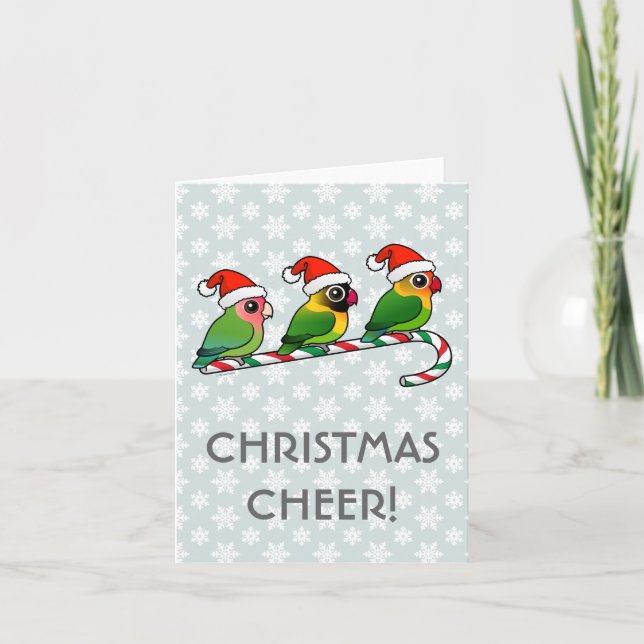 Tarjeta Festiva Lovebird Candy Cane (Anverso)