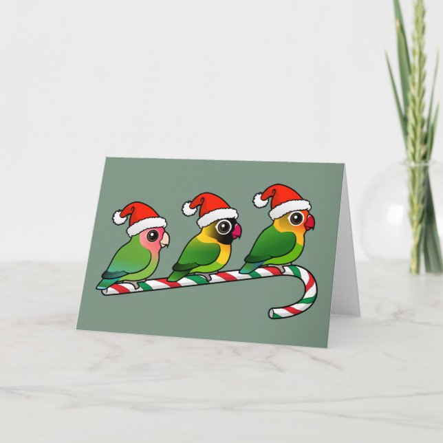Tarjeta Festiva Lovebird Candy Cane (Anverso)