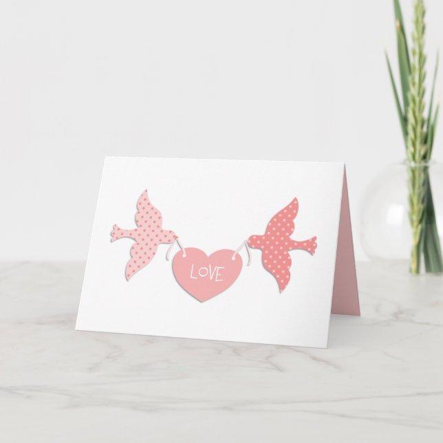 Tarjeta Festiva Lovebirds rosados (Anverso)