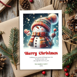 Tarjeta Festiva Lovely editable cartoon snowman Xmas watercolor