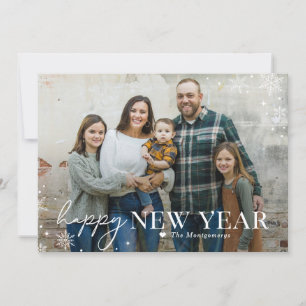 Tarjeta Festiva Lovely Frost Happy New Year Photo Card