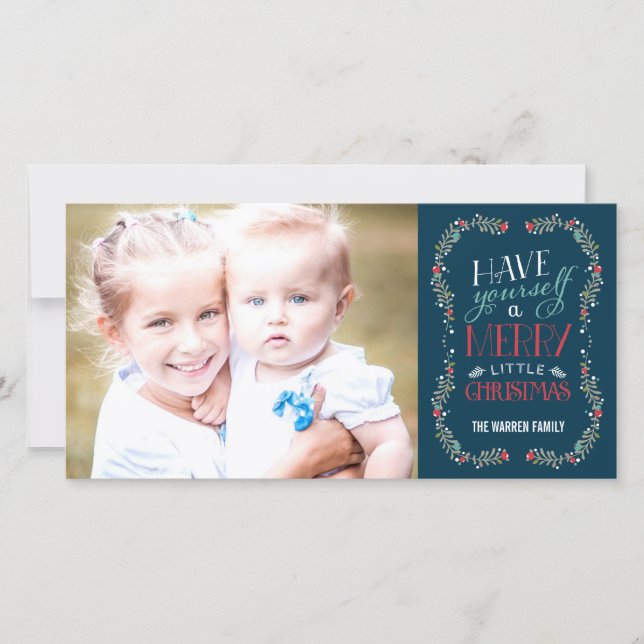 Tarjeta Festiva Lovely Garlands Holiday Card - Naval (Anverso)