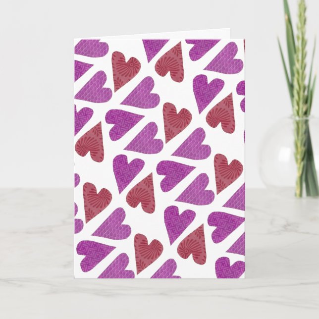 Tarjeta Festiva Lovely Hearts Custom Message Card (Anverso)