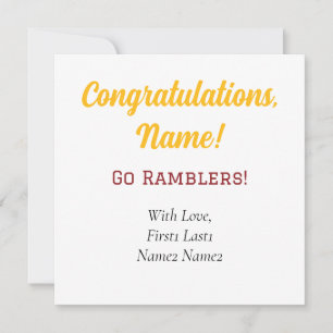 Tarjeta Festiva ¡Loyola University Chicago Go Ramblers! Etiqueta p