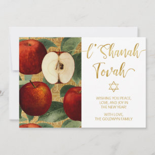 Tarjeta Festiva L'Shanah Tovah Rosh Hashaná Manzanas Judías Blanca