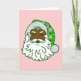 Tarjeta Festiva luau pink christmas hawaiian african black santa
