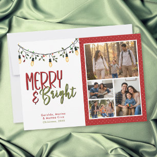 Tarjeta Festiva Luces alegres y brillantes Fotografía en collage N