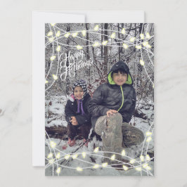 Tarjeta Festiva Luces blancas personalizadas del día de fiesta