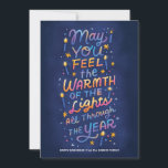 Tarjeta Festiva Luces cálidas<br><div class="desc">Carta Hanukkah con letras a mano e ilustrada con cálidos deseos.</div>