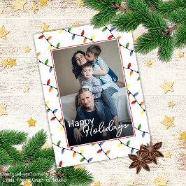 Tarjeta Festiva Luces de Cadena de Fiesta Personalizadas con Patró