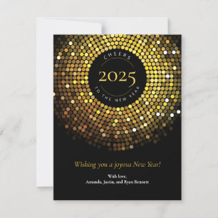 Tarjeta Festiva Luces de Círculo Brillante Felicitación de Año Nue