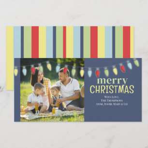 Tarjeta Festiva Luces de Cuerda de Fiesta Navideña Lindas
