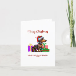 Tarjeta Festiva Luces de Dachshund y Navidades