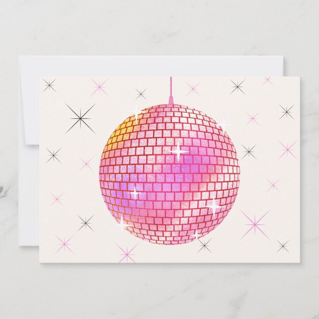 Tarjeta Festiva Luces de discoteca rosa retro (Anverso)
