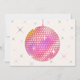 Tarjeta Festiva Luces de discoteca rosa retro