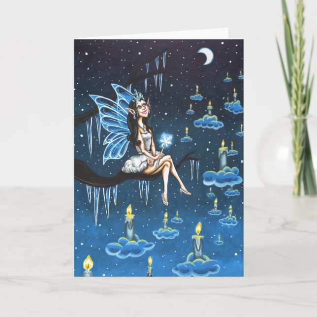 Tarjeta Festiva Luces de Hada de Invierno (Anverso)