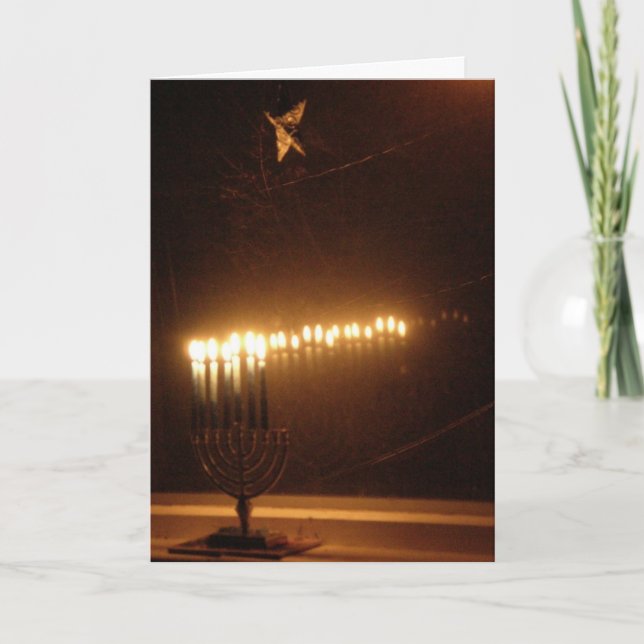 Tarjeta Festiva Luces de Hanukah (Anverso)