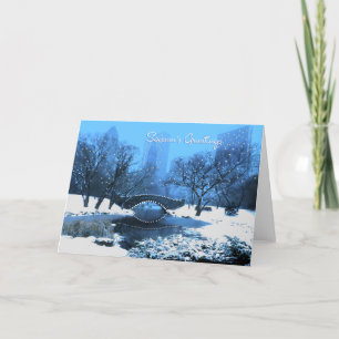Tarjeta Festiva Luces de la nieve y del día de fiesta en saludos