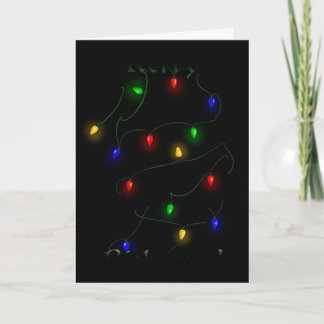 Tarjeta Festiva Luces de Navidades de Golden Retriever