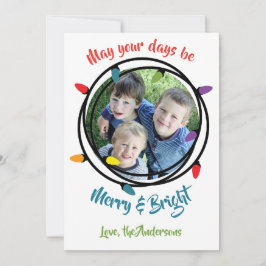 Tarjeta Festiva Luces de Navidades merry y Bright