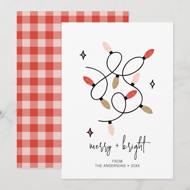 Tarjeta Festiva Luces de Navidades modernos y brillantes (Anverso / Reverso)