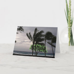 Tarjeta Festiva Luces de vacaciones en palmeras
