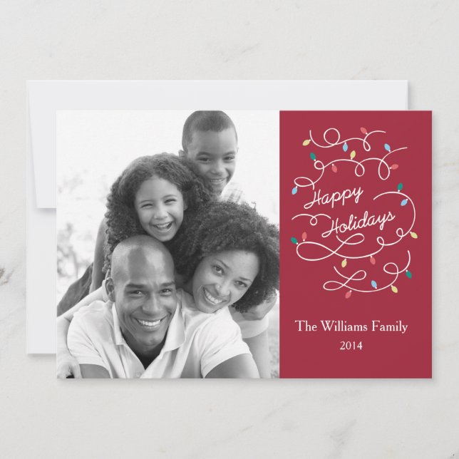 Tarjeta Festiva Luces Modernas Felices Fiestas Fototarjetas Groupo (Anverso)
