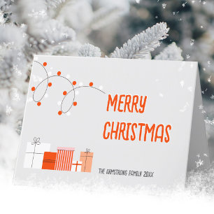 Tarjeta Festiva Luces Naranjas Modernas Minimalistas Regalo