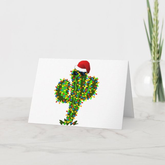 Tarjeta Festiva Luces Navidades de Saguaro (Anverso)