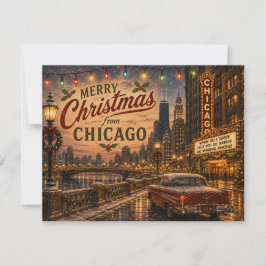 Tarjeta Festiva Luces Navideñas de la Ciudad de Chicago en la Ruta
