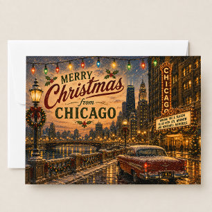 Tarjeta Festiva Luces Navideñas de la Ciudad de Chicago en la Ruta