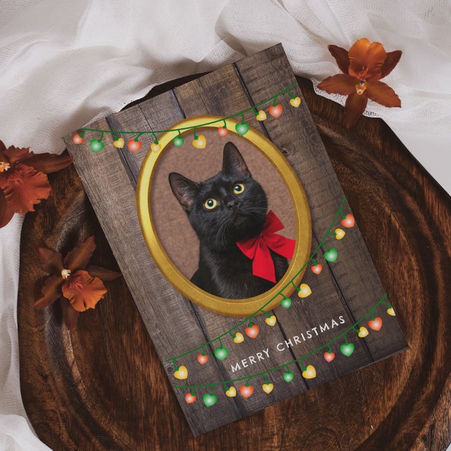 Tarjeta Festiva Luces Navideñas Rústicas Bonitas Agrega Tu Foto (Subido por el creador)