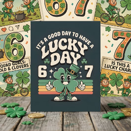 Tarjeta Festiva Lucky Day 67 Shamrock Kids Party Card