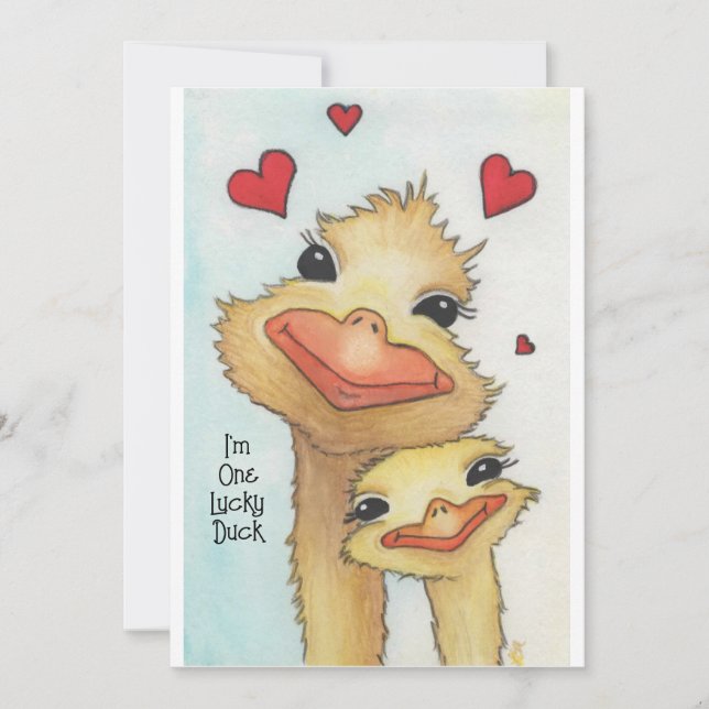 Tarjeta Festiva Lucky Duck Valentine (Anverso)