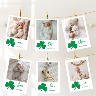 Tarjeta Festiva Lucky One Baby Milestone Photo Cards Shamrock