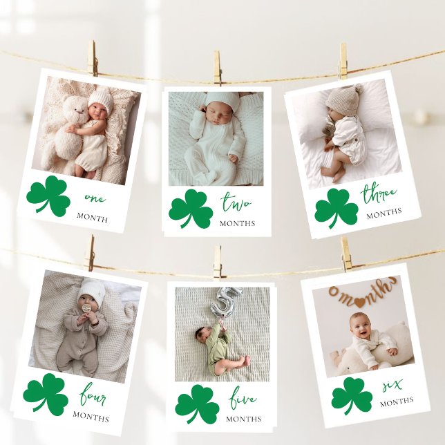 Tarjeta Festiva Lucky One Baby Milestone Photo Cards Shamrock (Subido por el creador)