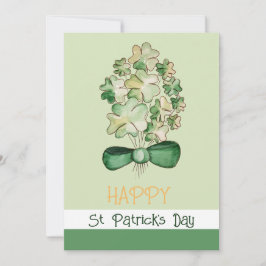 Tarjeta Festiva Lucky Shamrock Clover Watercolor Art