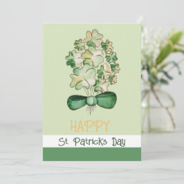 Tarjeta Festiva Lucky Shamrock Clover Watercolor Art